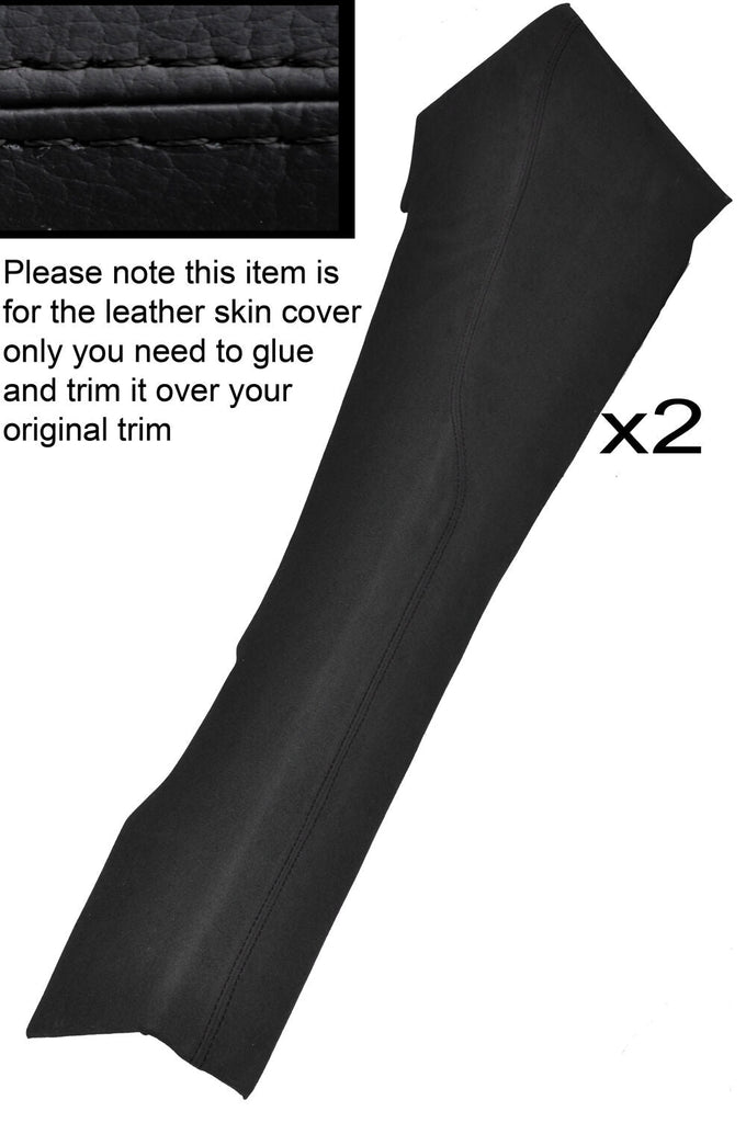 BLACK STITCH 2X DOOR SILL SYNTHETIC PU SUEDE SKIN COVER FITS LOTUS EVORA 09-14