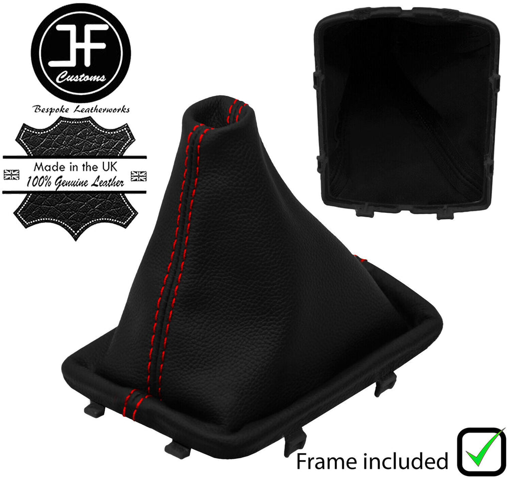 RED  STITCH LEATHER MANUAL GEAR GAITER + PLASTIC FRAME FITS MG MG6 2016-2020