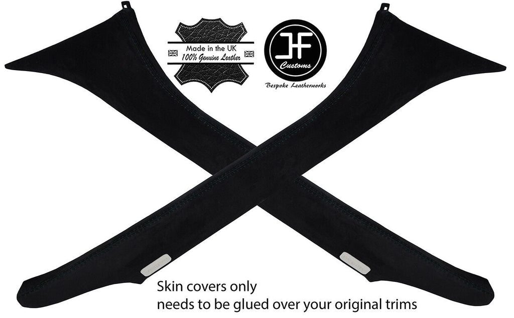 BLACK STITCH 2X A PILLAR SUEDE COVERS FOR LAND ROVER FREELANDER 2 LR2 2006-2015
