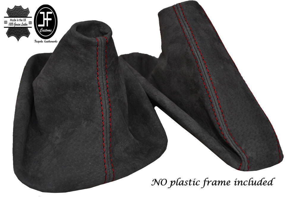 RED STITCH REAL DARK GREY SUEDE GEAR HANDBRAKE GAITER FOR BMW 3 SERIES E36 E46