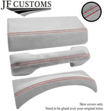 RED STITCH 3X DASH TRIM LIGHT GREY SUEDE COVERS FOR LAND ROVER DEFENDER 07-16