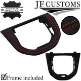 RED STITCH LEATHER MANUAL GEAR SURROUND + PLASTIC FRAME FOR VW T6 15-21