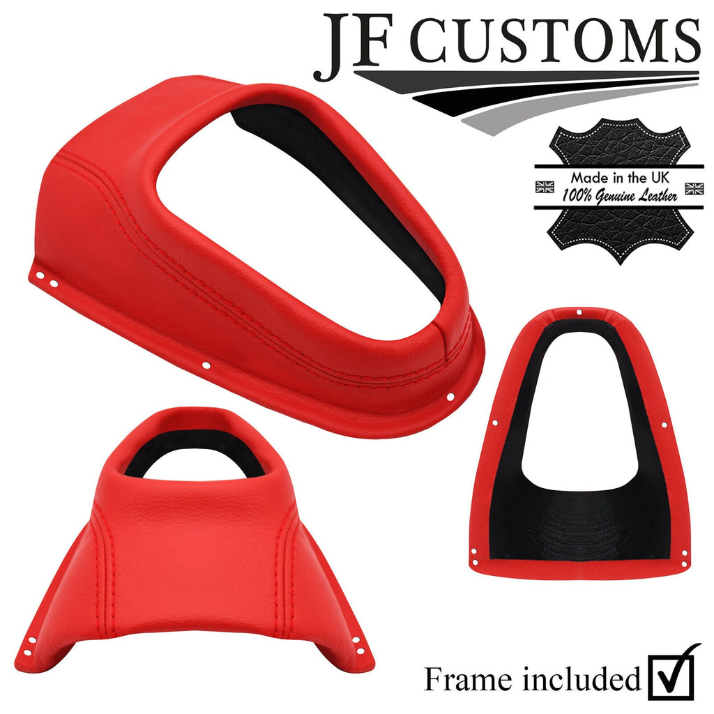 RED ITALIAN LEATHER GEAR SURROUND GAUNTLET COVER+FRAME FOR JAGUAR E TYPE S2