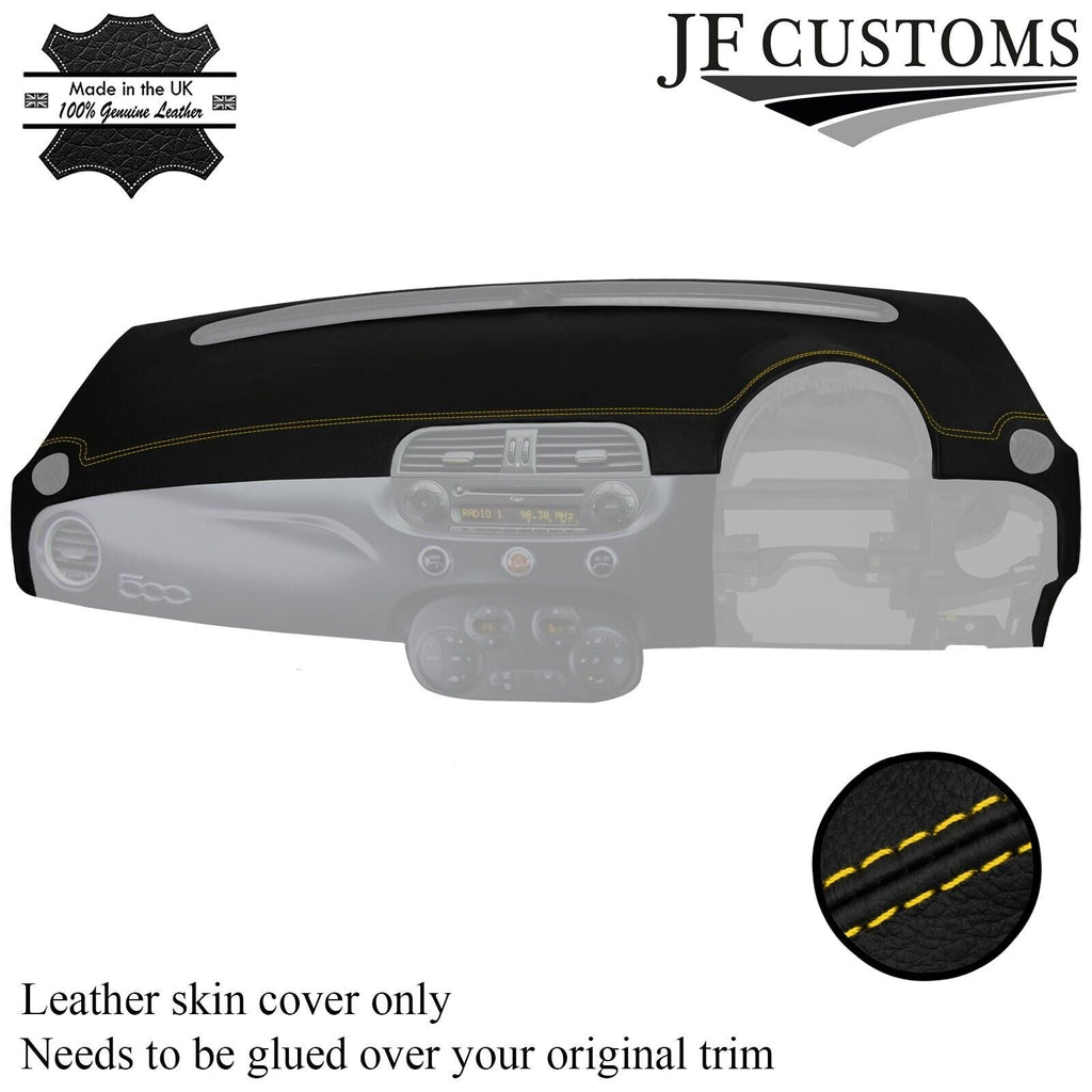 YELLOW STITCH LEATHER DASH DASHBOARD COVER FITS FIAT 500 ABARTH 07-16 CUSTOM NEW