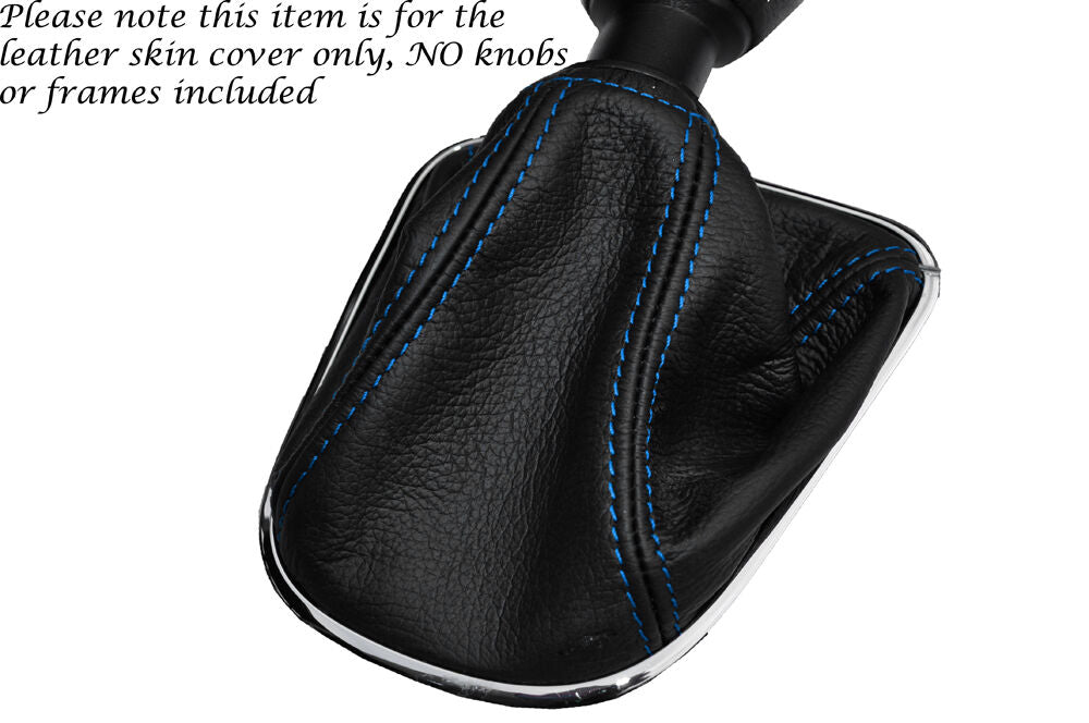 BLUE STITCHING MANUAL LEATHER GEAR GAITER FITS CHEVROLET CRUZE 2009-2014