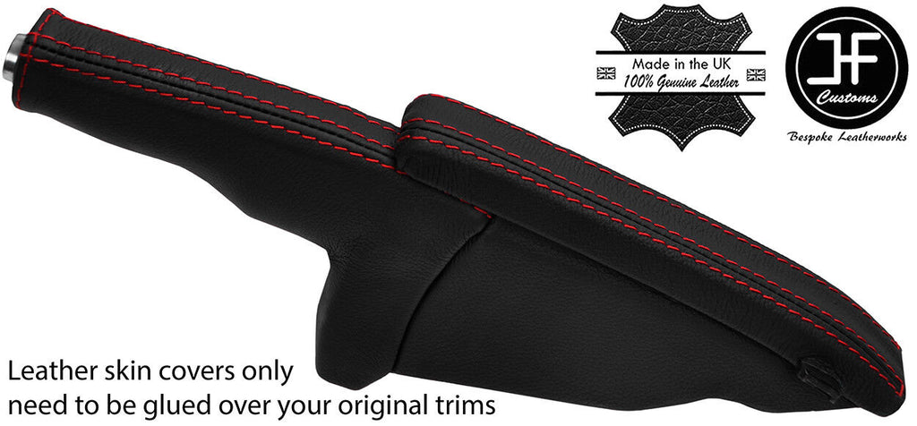 RED STITCHING HANDBRAKE TRIM TOP GRAIN LEATHER COVERS FITS AUDI R8 2007-2014
