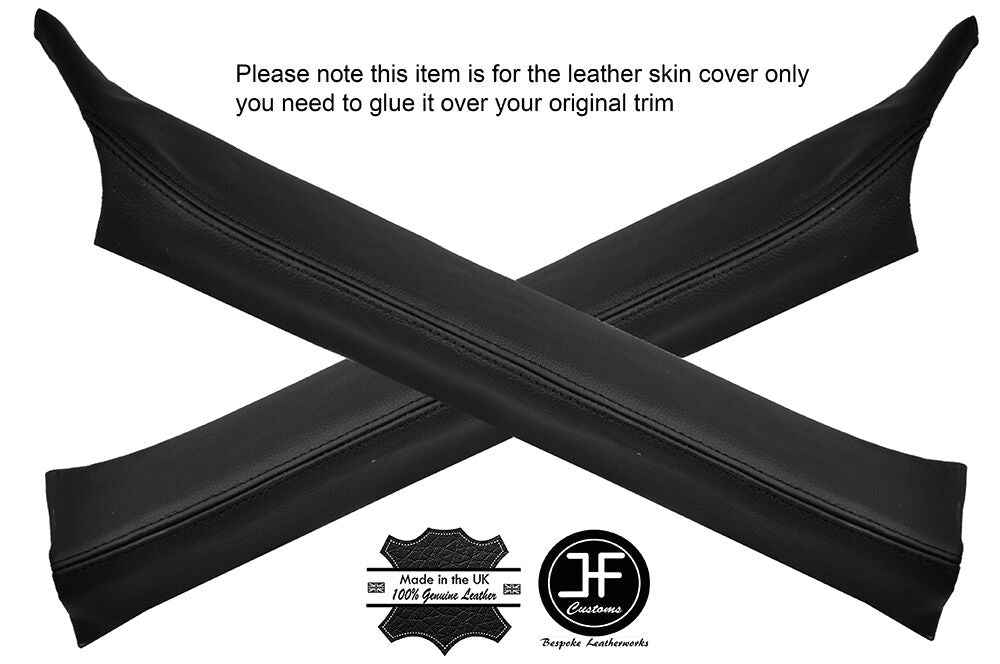 BLACK STITCHING 2X A POST PILLAR LEATHER COVERS FITS SAAB 93 9-3 1999-2003