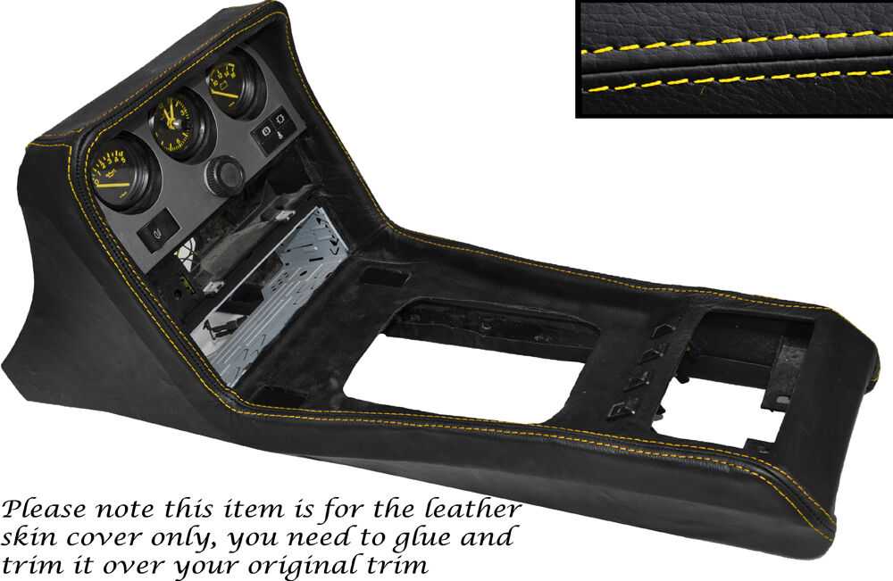 YELLOW STITCH CENTRE CONSOLE LEATHER SKIN COVER FITS PORSCHE 924 944 1975-1985