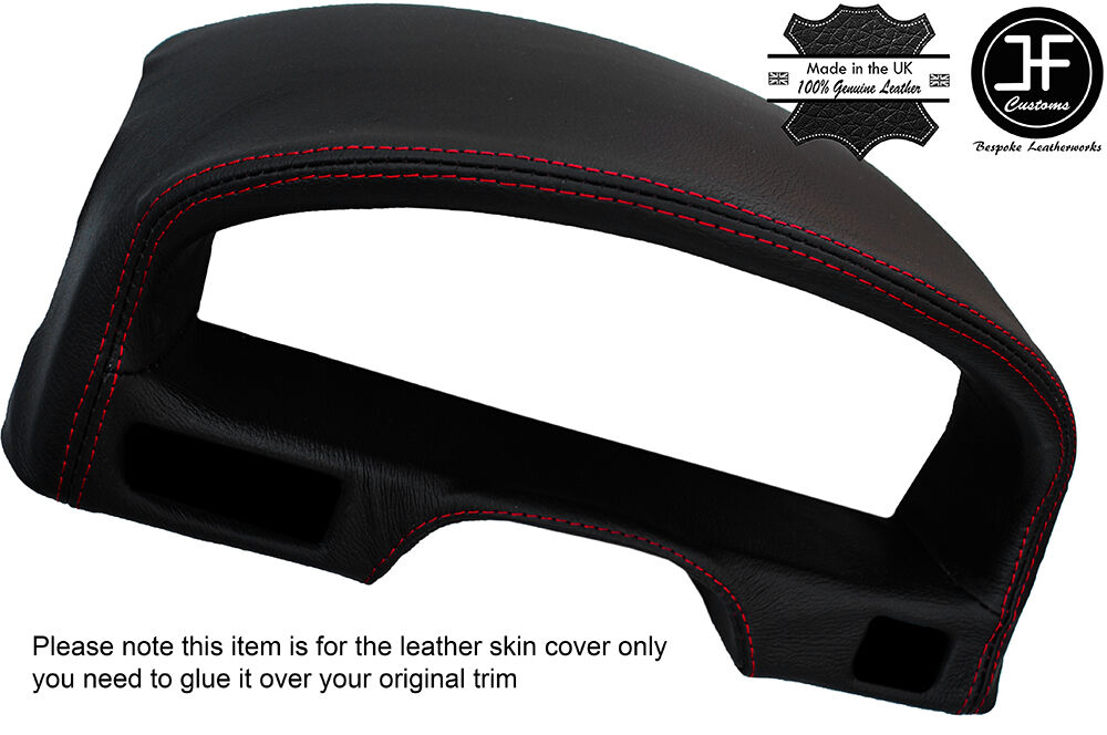 RED STITCH SPEEDO CLUSTER SURROUND HOOD LEATHER COVER FITS HONDA CRX 1990-91