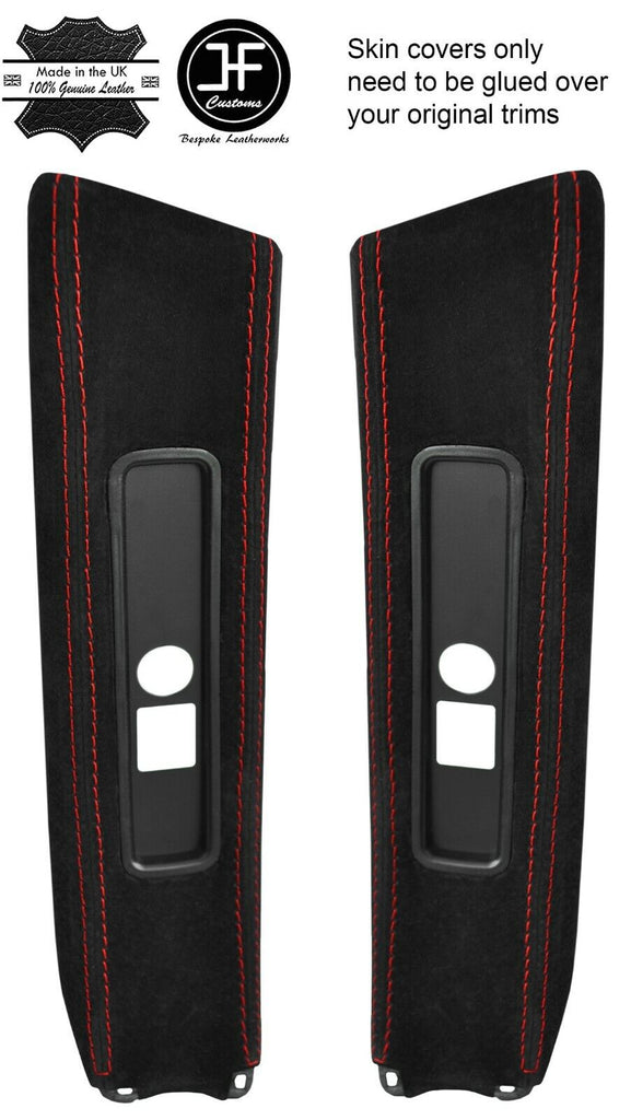 RED STITCH 2X B PILLAR SUEDE COVERS FOR PORSCHE CARRERA 996 COUPE 1997-2005