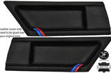 BLACK STITCH TRI STRIPES 2X REAR DOOR CARD LTHR COVERS FITS BMW E36 COUPE 91-98