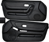 BLACK STITCH 2X FRONT FULL DOOR CARD SKIN COVERS FITS NISSAN SKYLINE R33 93-98