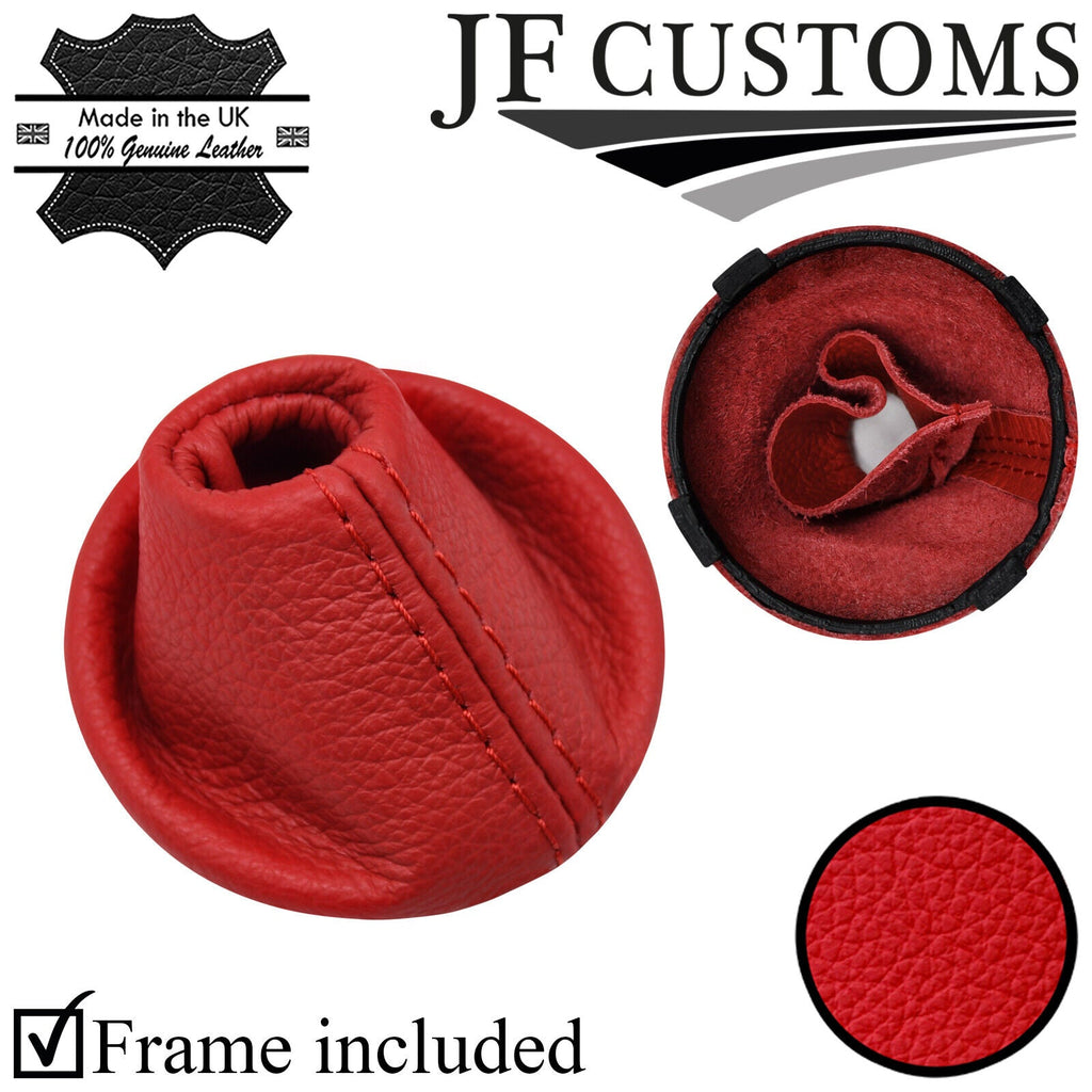 RED ITALIAN LEATHER SMG GEAR GAITER+PLASTIC FRAME FOR BMW E46 99-05 CUSTOM NEW