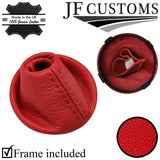 RED ITALIAN LEATHER SMG GEAR GAITER+PLASTIC FRAME FOR BMW E46 99-05 CUSTOM NEW