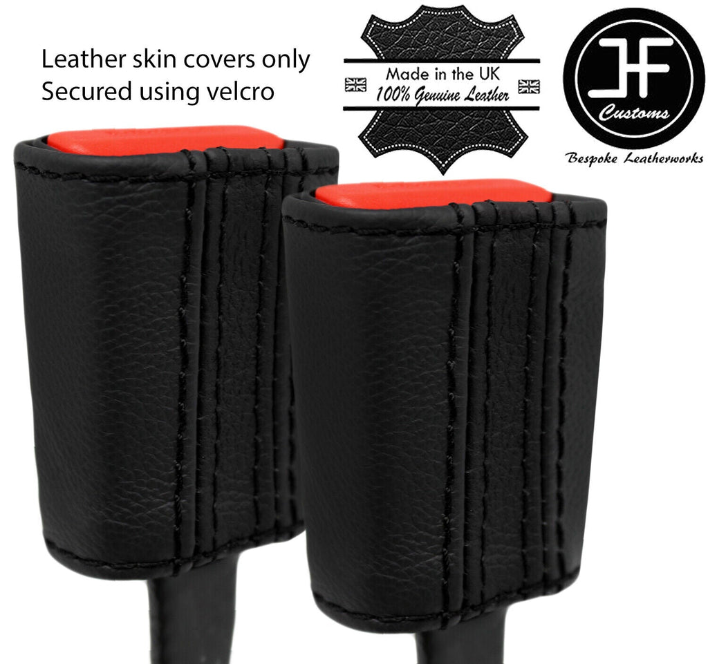 BLACK BLACK STRIPE 2X SEAT BELT LEATHER COVERS FITS BMW MINI R50 R52 R53 01-06