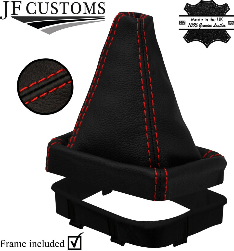 RED   STITCH REAL LEATHER MANUAL GEAR GAITER+PLASTIC FRAME FOR BMW X1 F48 15-20