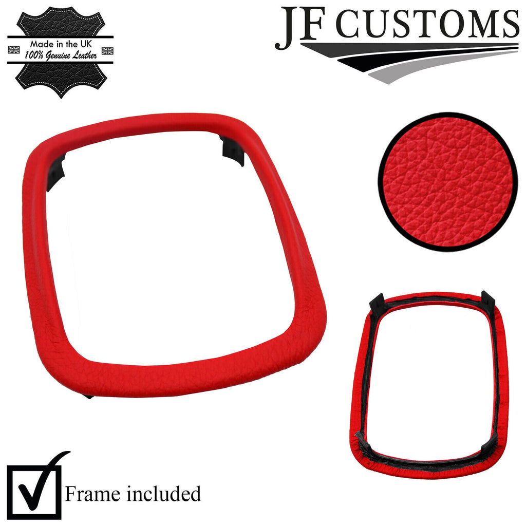 RED ITALIAN LEATHER GEAR BEZEL COVER + FRAME FOR SKODA SUPERB MK1 01-08