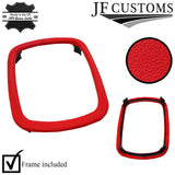 RED ITALIAN LEATHER GEAR BEZEL COVER + FRAME FOR SKODA SUPERB MK1 01-08