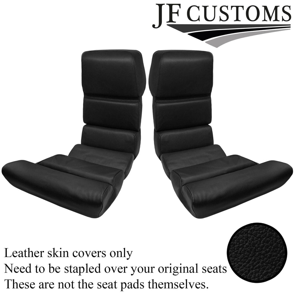 BLACK ITALIAN LEATHER 2X REAR SEAT INSERT COVERS FITS PORSCHE 928 77-95