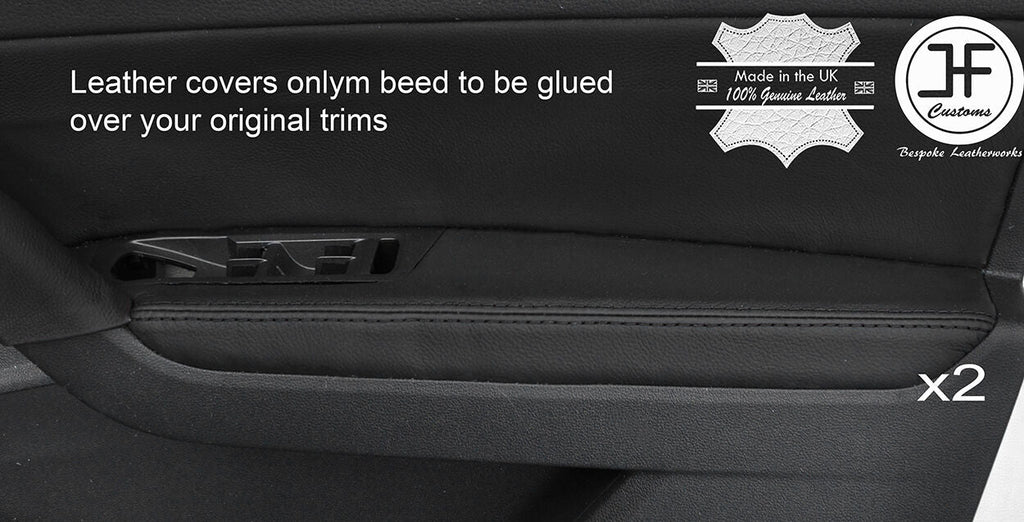 BLACK STITCH 2X FRONT DOOR ARMREST LEATHER COVERS FITS VW TOURAN 5T 2015-2017