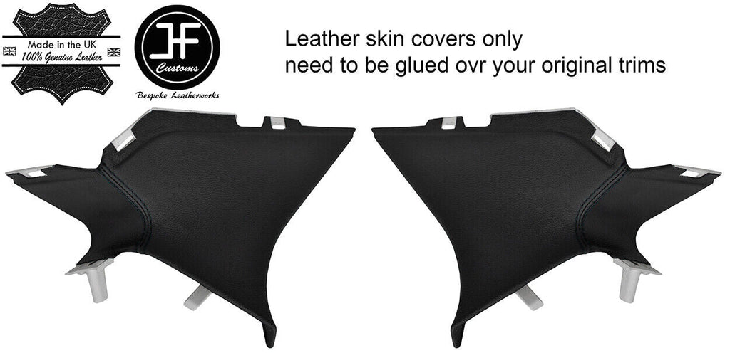 BLACK STITCH 2X REAR D PILLAR LEATHER COVERS FITS FORD FOCUS MK3 12-18 5 DOOR