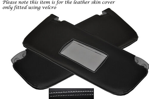 WHITE STITCHING FITS VAUXHALL OPEL CORSA D 06-13 2X SUN VISORS LEATHER COVERS