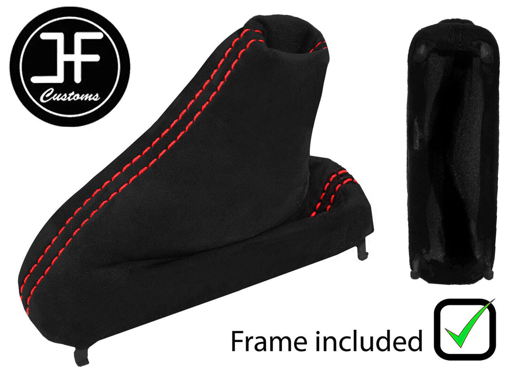 RED  STITCH LUXE SUEDE AUTOMATIC GEAR + FRAME FOR HONDA CIVIC MK10 X 17-21