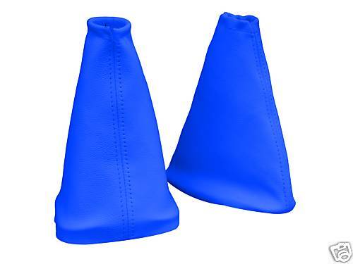 FITS FORD PUMA BLUE LEATHER GEAR AND HANDBRAKE GAITER SET CUSTOM NEW MADE IN UK