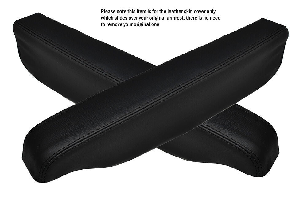 BLACK STITCH 2X SEAT ARMREST SKIN COVERS FITS LANDROVER DISCOVERY 3 & 4 04-15