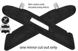 BLACK STITCH 2X SUN VISOR LUXE SUEDE COVERS FOR T5 TRANSPORTER 1 MIRROR CUTOUT