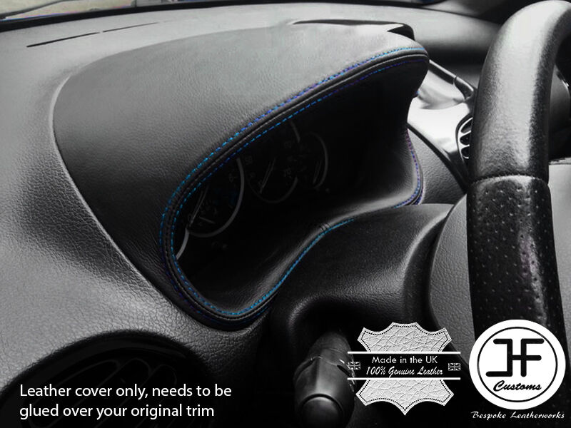 BLUE STITCH GAUGE SPEEDO HOOD LEATHER COVER FITS PEUGEOT 206 206 CC 1998-2012
