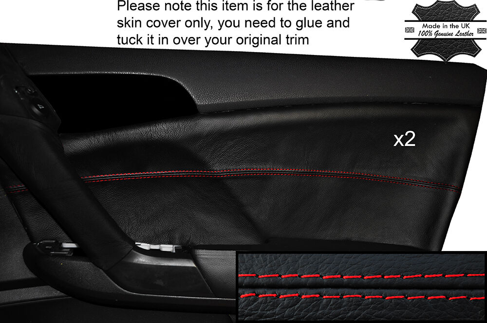 RED STITCHING 2X FRONT DOOR CARD TRIM SKIN COVER FITS HONDA ACCORD MK8 08-12