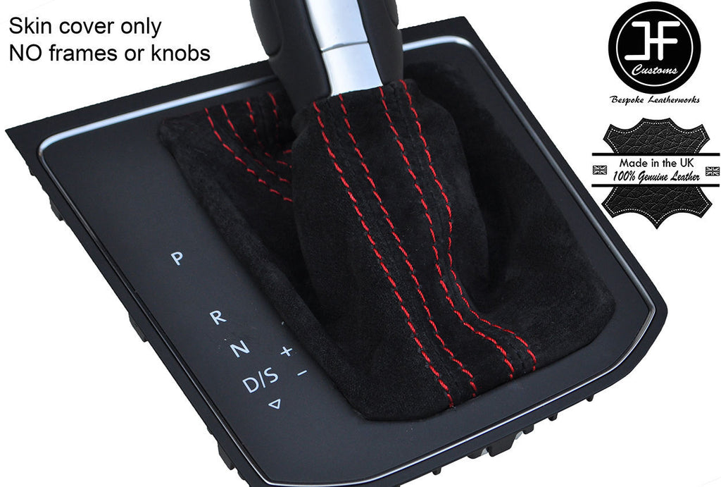 RED STITCH REAL SUEDE DSG AUTO AUTOMATIC GEAR GAITER FITS VW TIGUAN 2016-2018