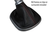 RED STITCHING MANUAL LEATHER SKIN GEAR GAITER FITS HYUNDAI VELOSTER 2011-2015