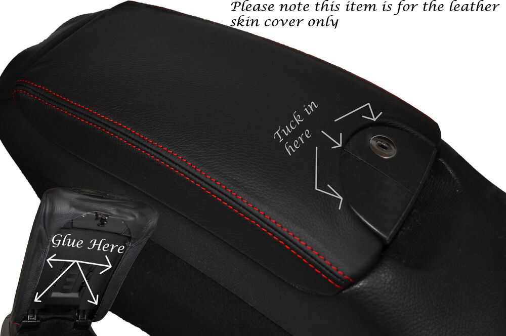 RED STITCH ARMREST LID LEATHER SKIN COVER FITS MERCEDES CLK W209 C209 02-09