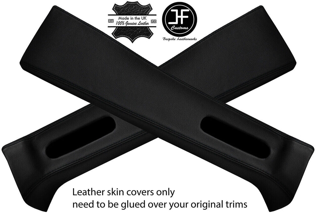 BLACK STITCH 2X UPPER B PILLAR LEATHER COVERS FOR JEEP WRANGLER JK 11-17 4 DOOR