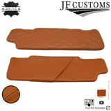JF2 TAN LEATHER CROSS DIAMOND STITCH 2X SUN VISOR COVERS FOR DEFENDER 07-14