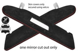 RED STITCH 2X SUN VISOR SUEDE COVERS FITS VW T5 TRANSPORTER 1 MIRROR CUTOUT