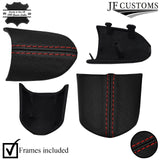 RED STITCH LEATHER 3-SPOKE STEERING TRIM COVERS+FRAMES FOR MINI R50 R52 R53