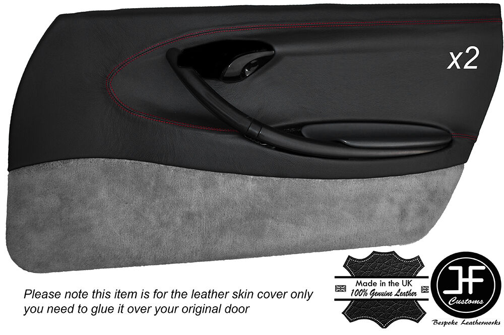 RED STICH 2X FULL DOOR CARD TRIM COVERS FITS PORSCHE BOXSTER 986 STYLE 2