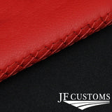 RED CROSS STITCH LEATHER 2X SUN VISOR SET COVER FOR PORSCHE CAYENNE 955 03-10