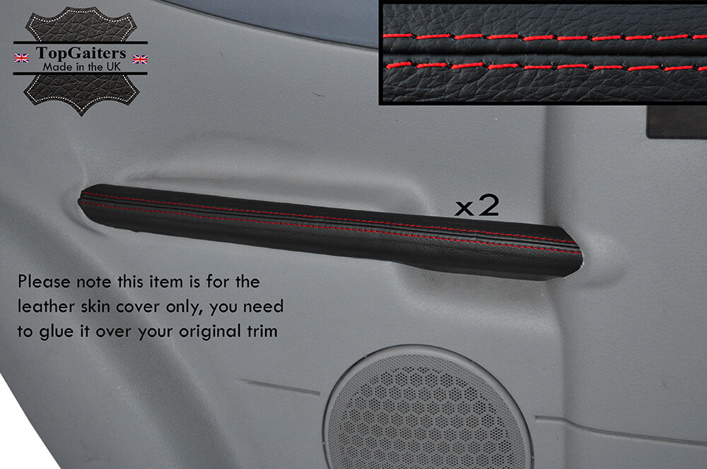 RED STITCH 2X REAR FULL DOOR HANDLE SKIN COVERS FITS CITROEN C3 PLURIEL 03-06