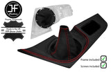 RED STITCH MANUAL SURROUND REAL LEATHER COVER+GEAR+FRAME FOR TOYOTA SUPRA MK4