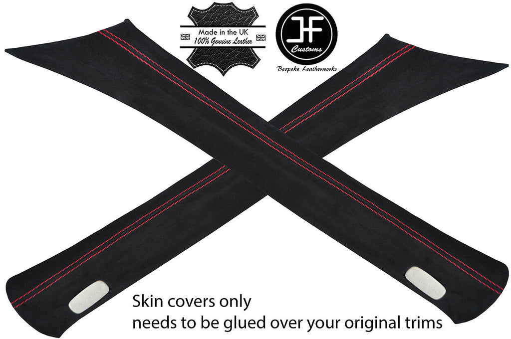 RED STITCH 2X A PILLAR REAL SUEDE COVERS FITS MERCEDES E CLASS W212 2009-2016