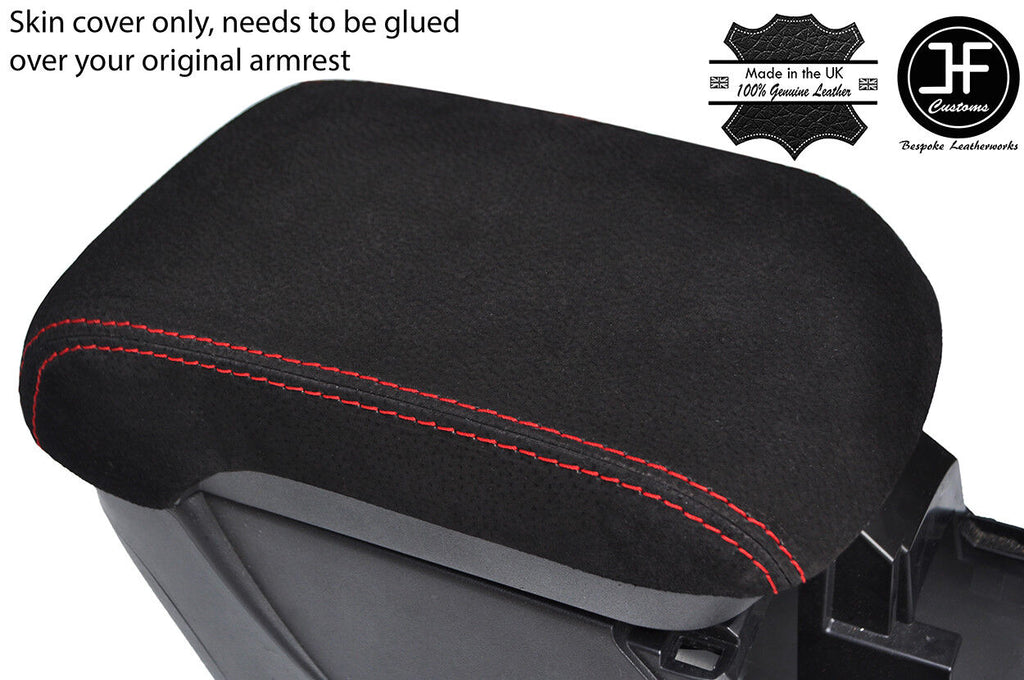 RED  STITCHING ARMREST LID SUEDE COVER FITS MITSUBISHI LANCER GS2 2008-2016
