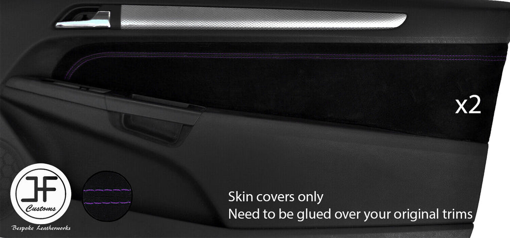 PURPLE STITCH 2X DOOR CARD TRIM SUEDE COVERS FOR VAUXHALL OPEL ASTRA H MK5 3DR