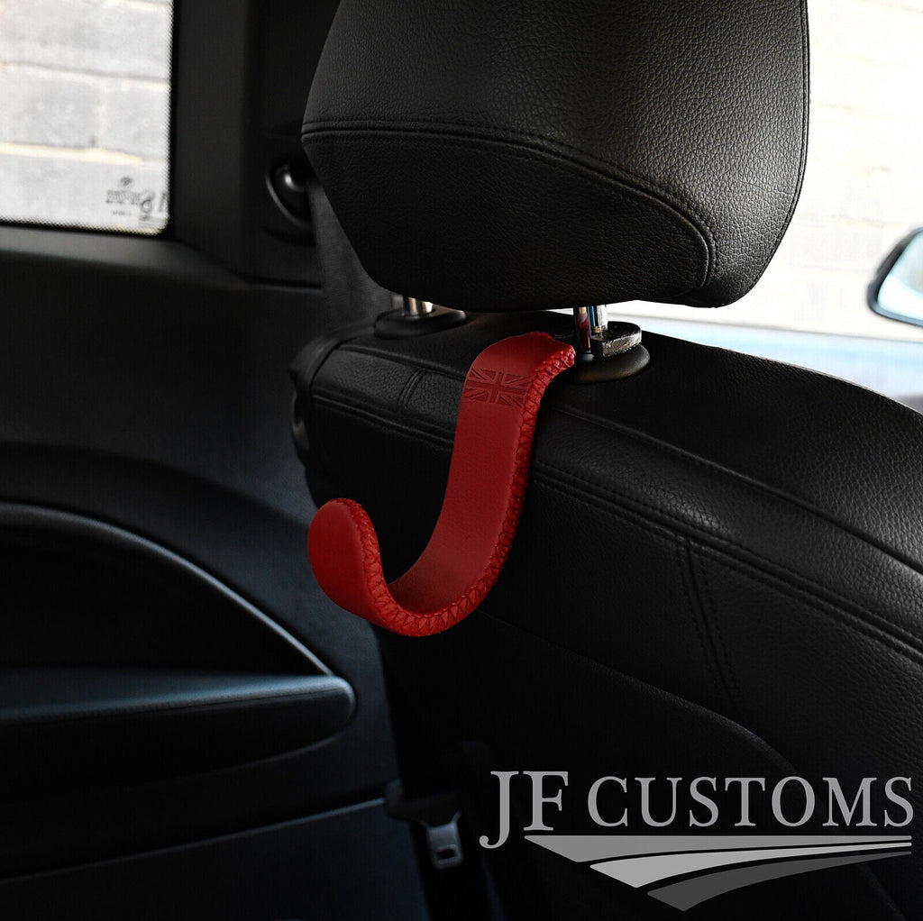 RED EMBOSSED LEATHER HEADREST HOOK HANGER FOR BMW MINI R50 R52 R53 01-06 JF1