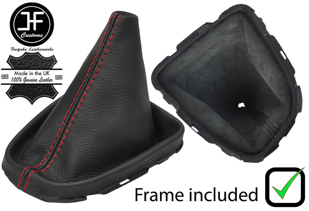 RED STITCH LEATHER GEAR GAITER WITH PLASTIC FRAME FITS RENAULT CAPTUR 13-19