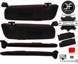 RED CROSS STITCH 2X SUN VISOR LEATHER COVER FOR BMW 6 SERIES F12 CABRIO 11-18