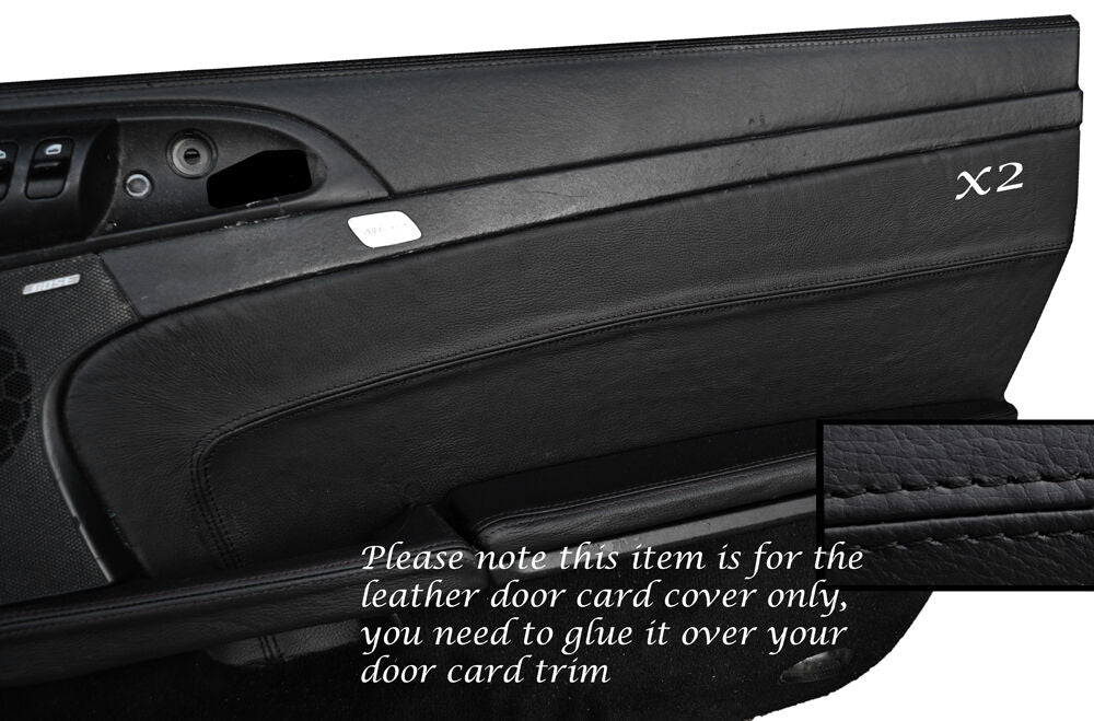 BLACK STITCH 2X DOOR CARD TRIM SKIN COVERS FITS PORSCHE BOXSTER 987 & CAYMAN